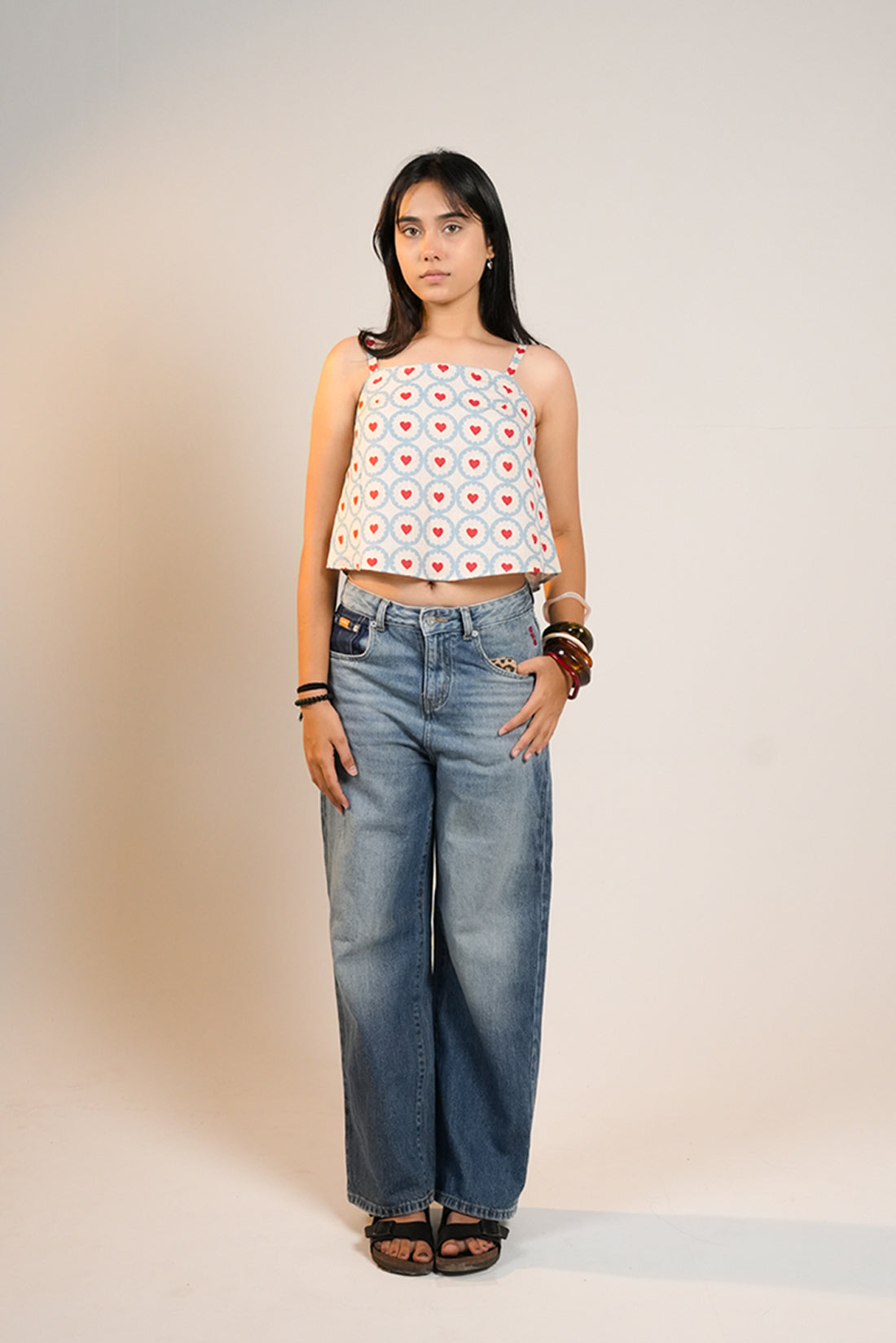 Sweetheart Print Crop Top