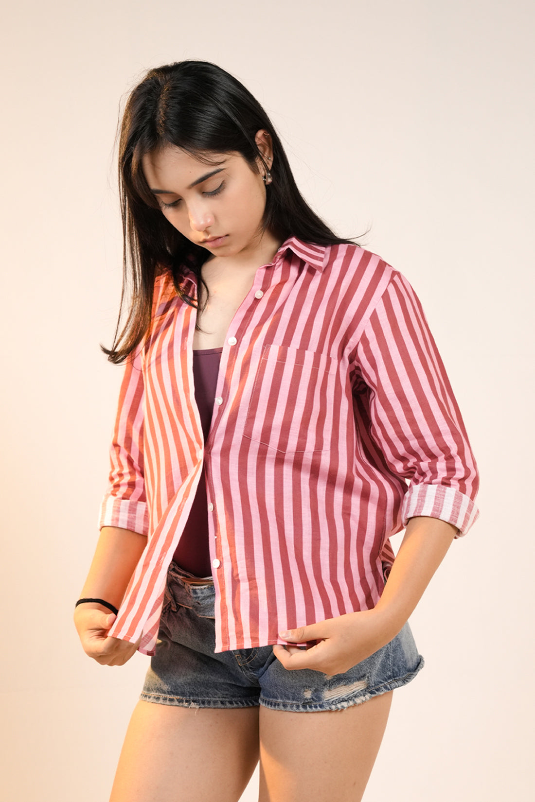 Berry Pink Stripe Shirt