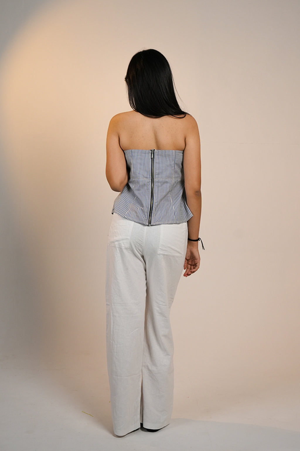 Ivory Blue Stripe Top
