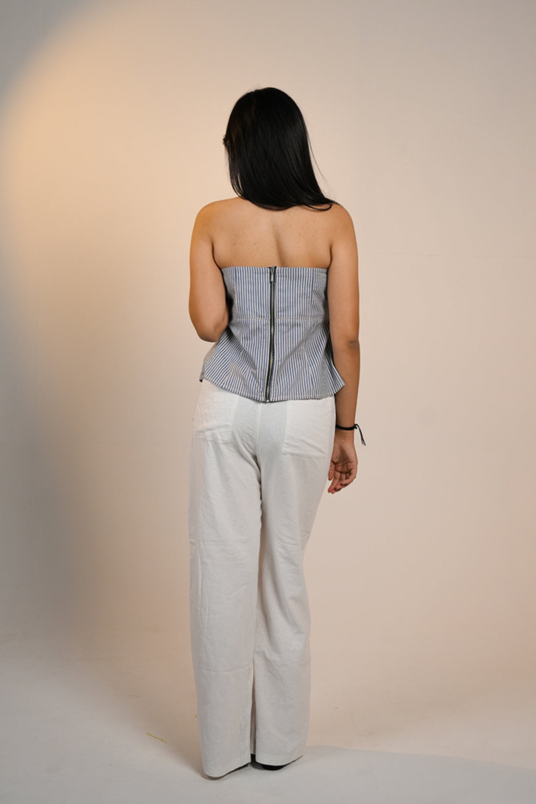 Ivory Blue Stripe Top