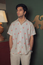Beige Floral Stripe Shirt