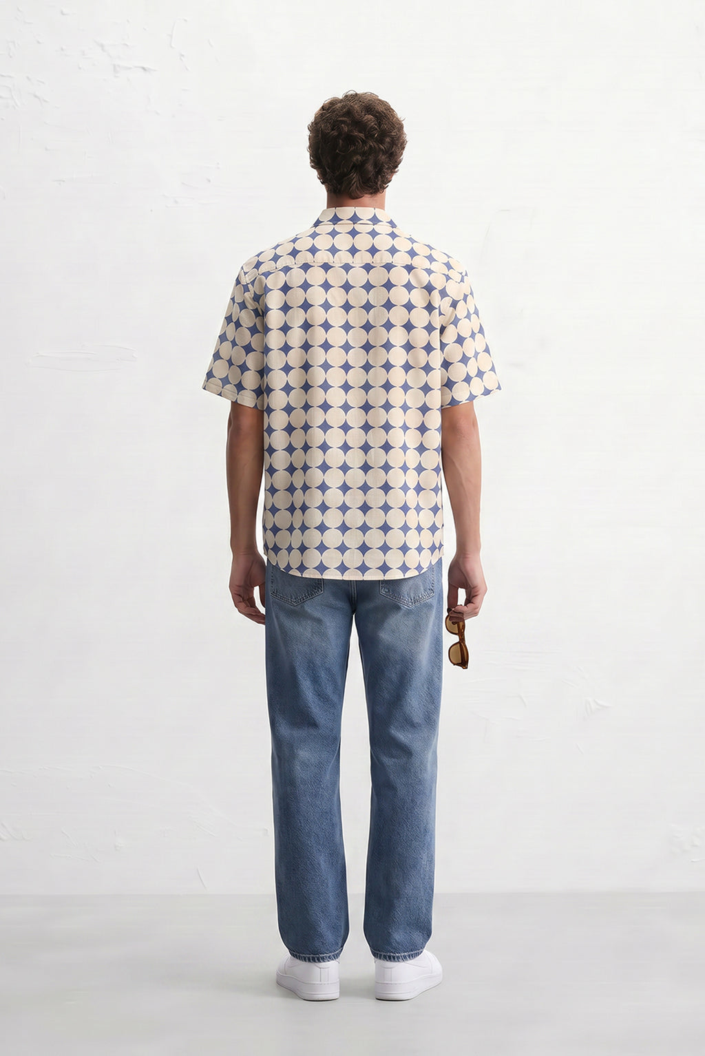 Blue & Beige Abstract Print Shirt