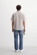 Blue & Beige Abstract Print Shirt