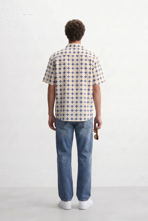 Blue & Beige Abstract Print Shirt