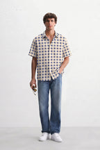 Blue & Beige Abstract Print Shirt