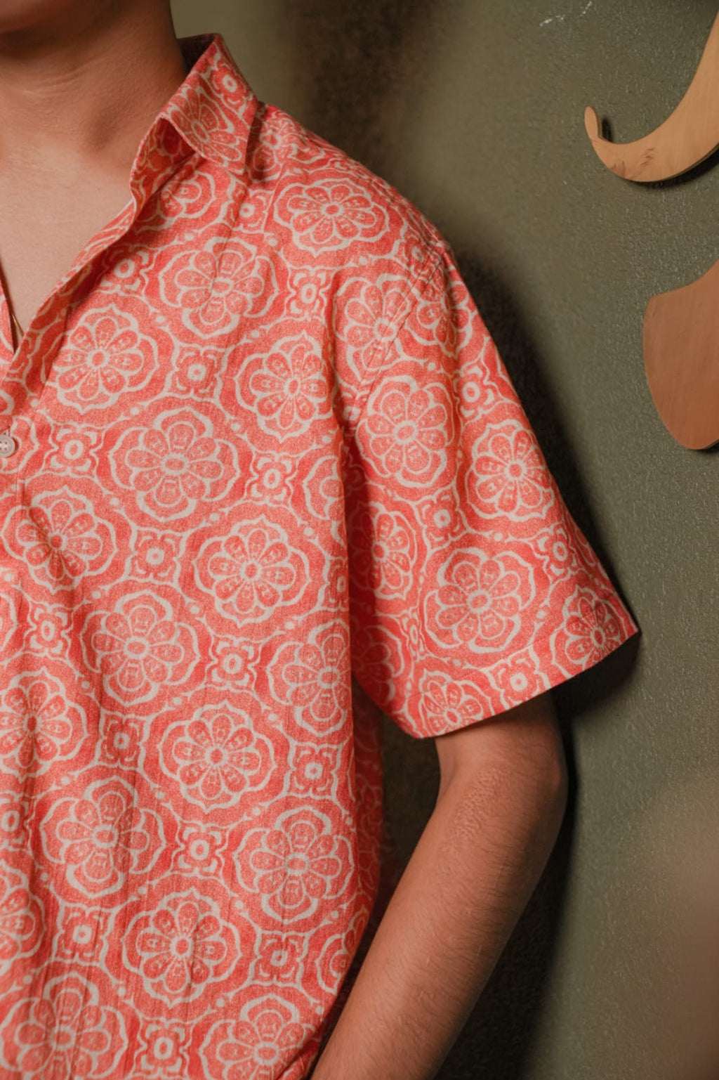 Rust Orange Vintage Floral Shirt