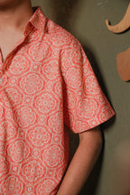 Rust Orange Vintage Floral Shirt
