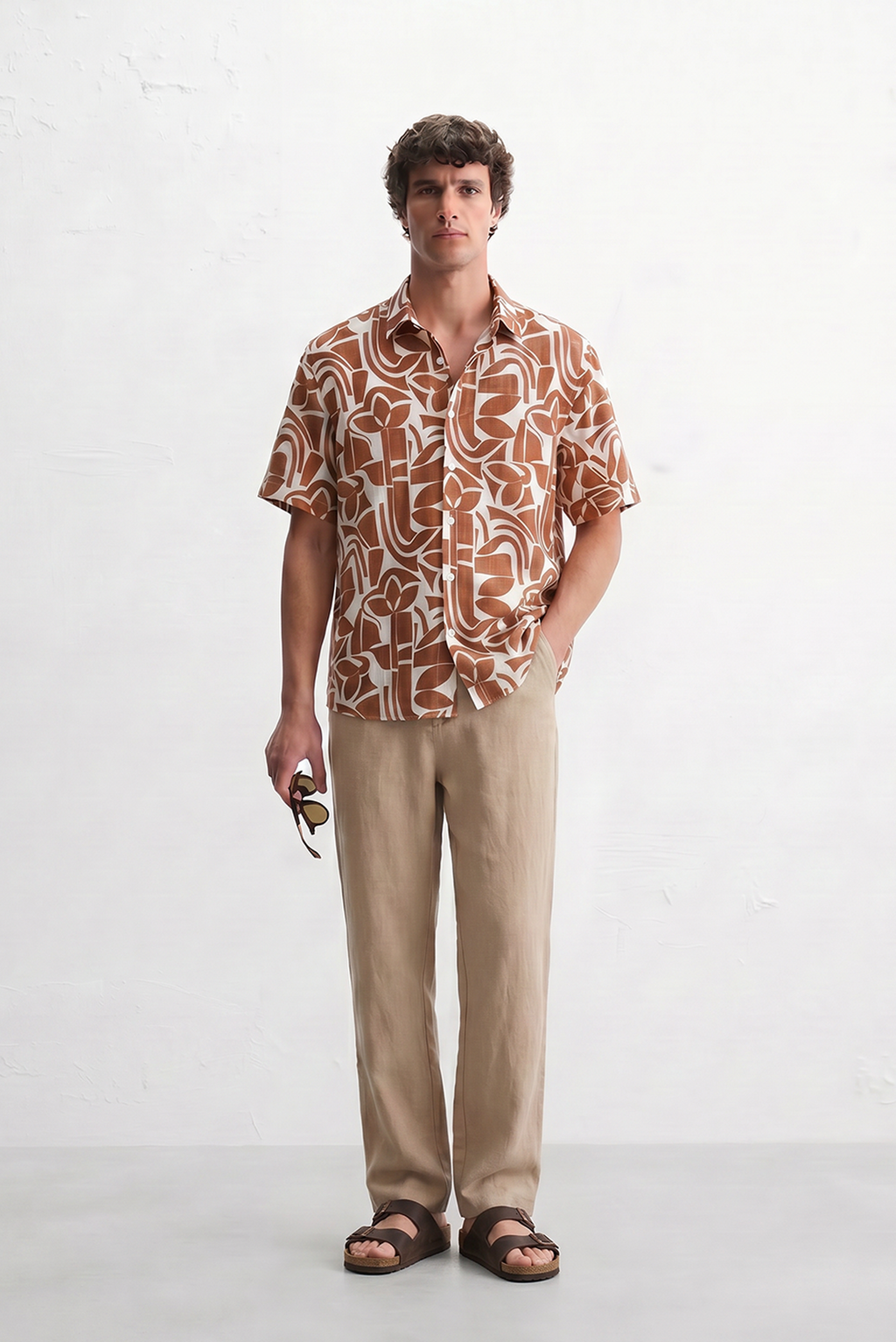 Cream & Mocha Abstract Print Shirt