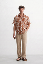 Cream & Mocha Abstract Print Shirt