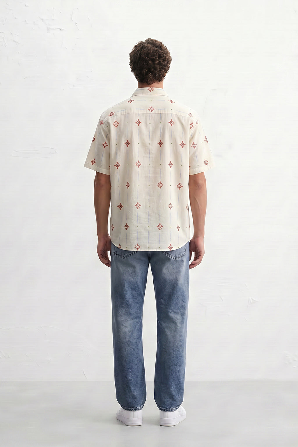 Beige Floral Stripe Shirt