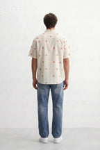 Beige Floral Stripe Shirt