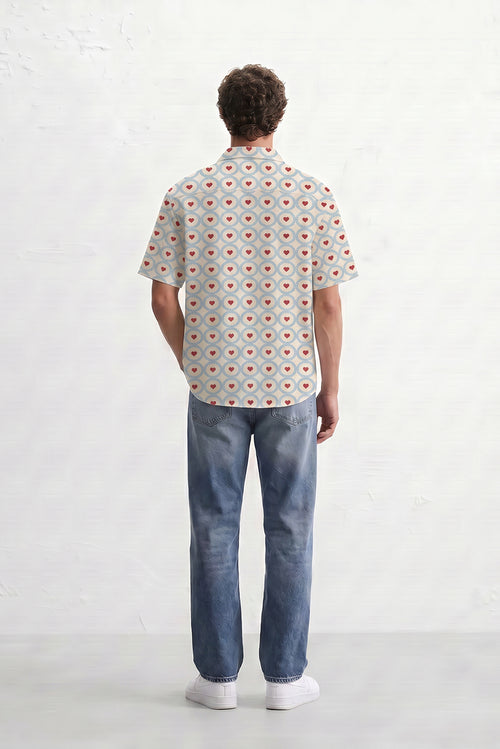 Beige Heart Motif Shirt