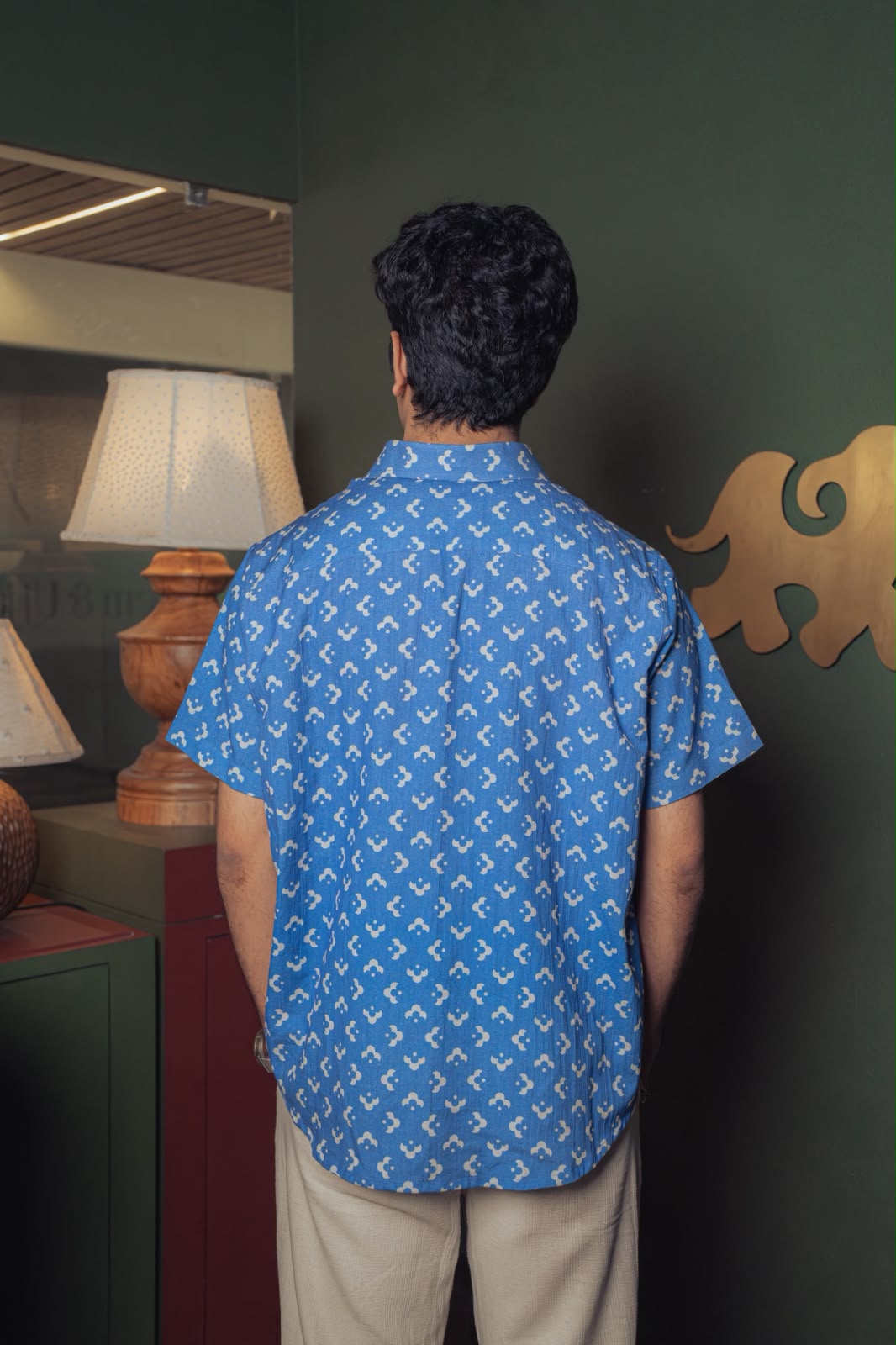 Blue Abstract Floral Print Shirt