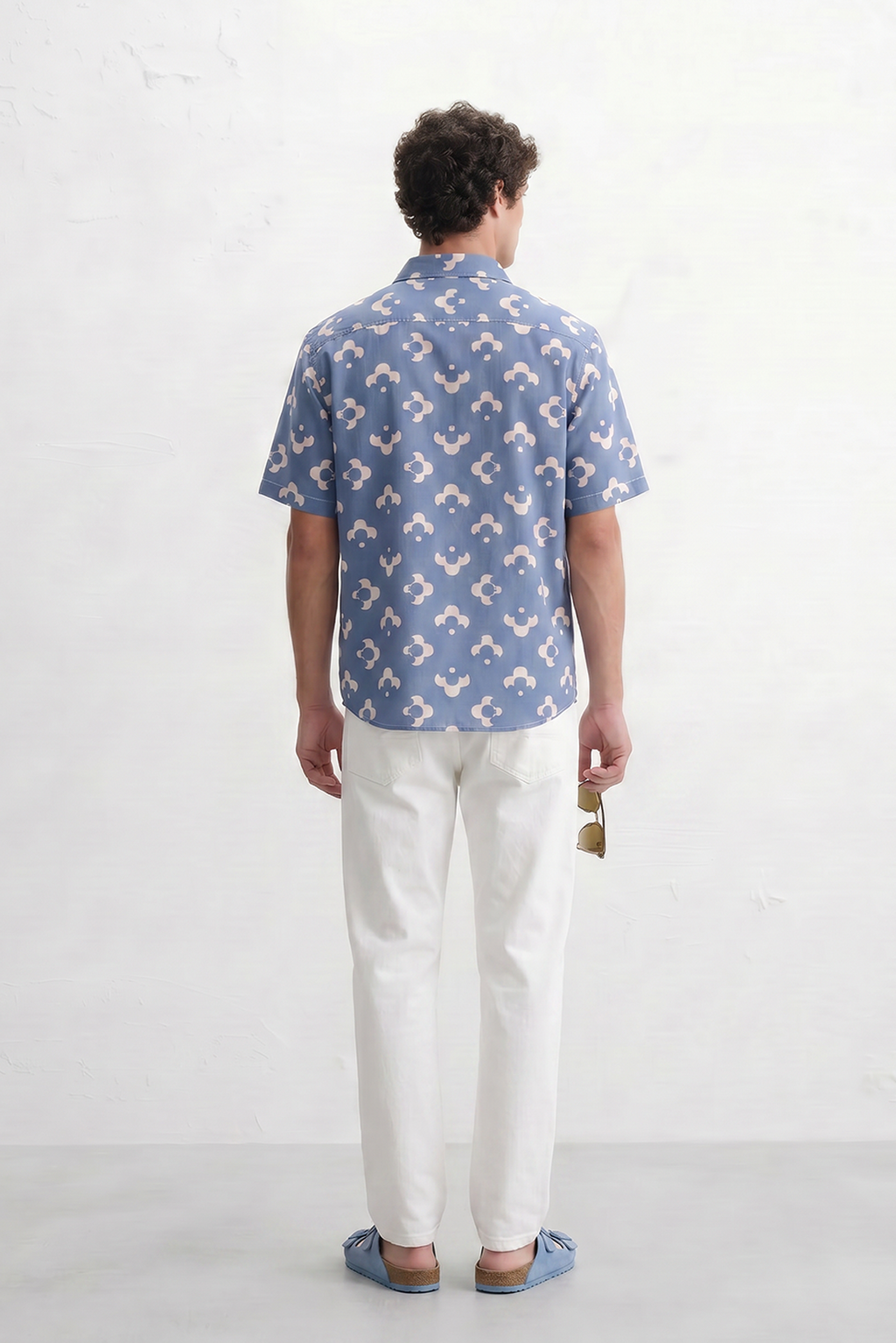 Blue Abstract Floral Print Shirt