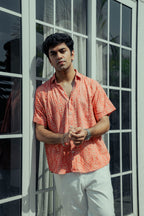 Rust Orange Vintage Floral Shirt