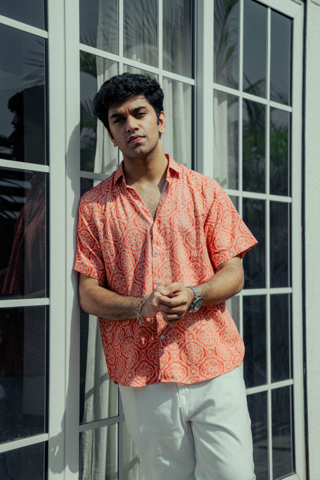 Rust Orange Vintage Floral Shirt