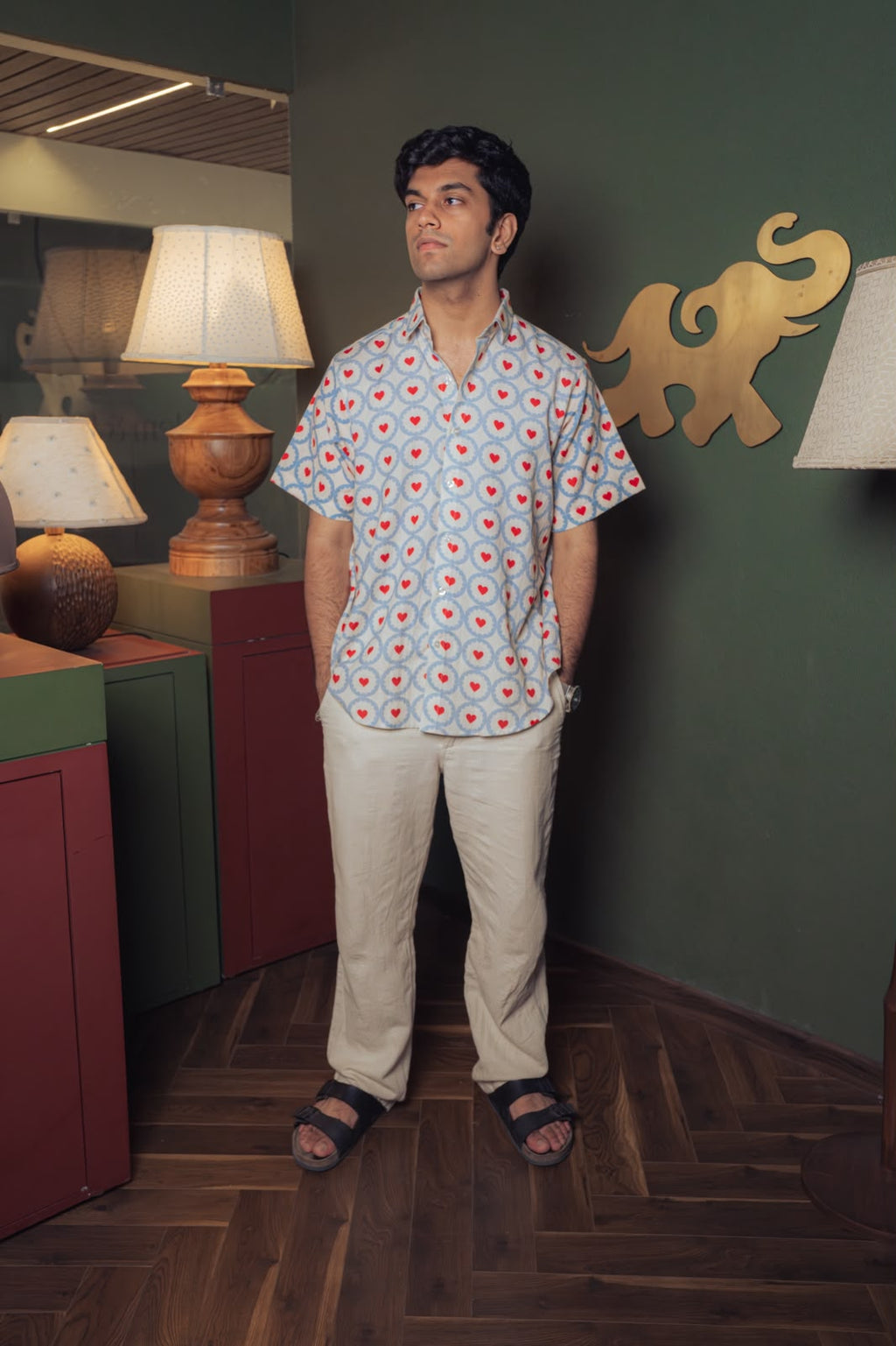 Beige Heart Motif Shirt