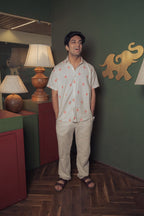 Beige Floral Stripe Shirt