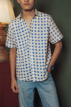 Blue & Beige Abstract Print Shirt